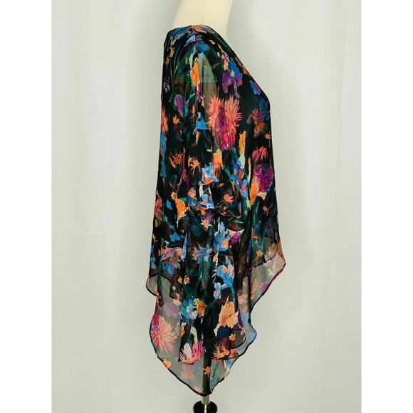 IRO Black Floral Ruffled asymmetrical Tunic Blouse Top size 40 - 8 - Picture 10 of 11